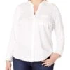 Calvin Klein Women's Plus-Size Non-Iron Knit Combo Shirt -Clothing Sale Store 71ott8NUUSL. AC SR736920