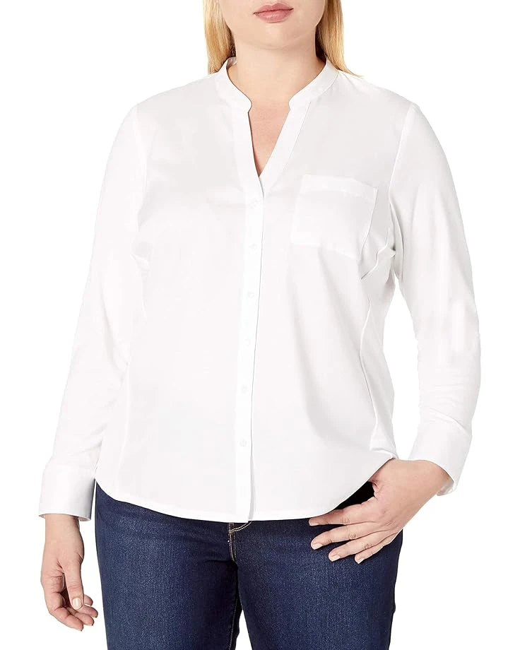 Calvin Klein Women's Plus-Size Non-Iron Knit Combo Shirt 3 Calvin Klein Women's Plus-Size Non-Iron Knit Combo Shirt
