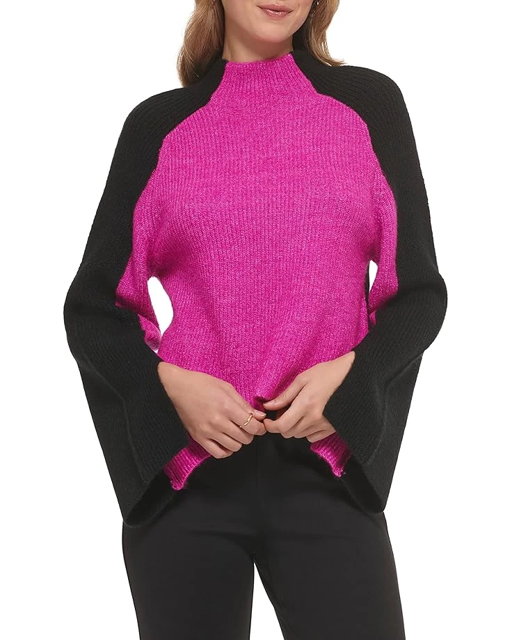 DKNY Long Sleeve Color-Block Funnel Neck Sweater 3 DKNY Long Sleeve Color-Block Funnel Neck Sweater